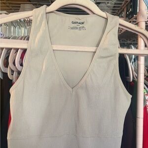 Garage Beige Ribbed Top